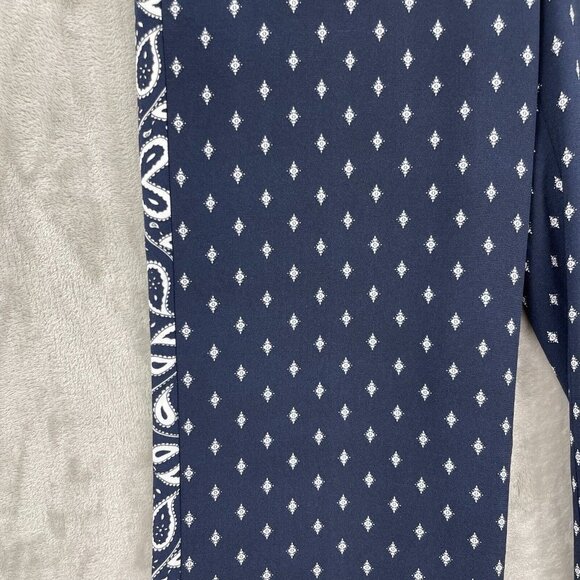 CAbi Track Star Navy White Bandana Print Wide Leg Casual Flowy Pants - Picture 3 of 13